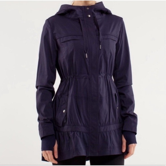 Lululemon Jacket Womens 4 Apres Practice Anorak Hooded Full‎ Zip Rain Wind Coat - Picture 1 of 7